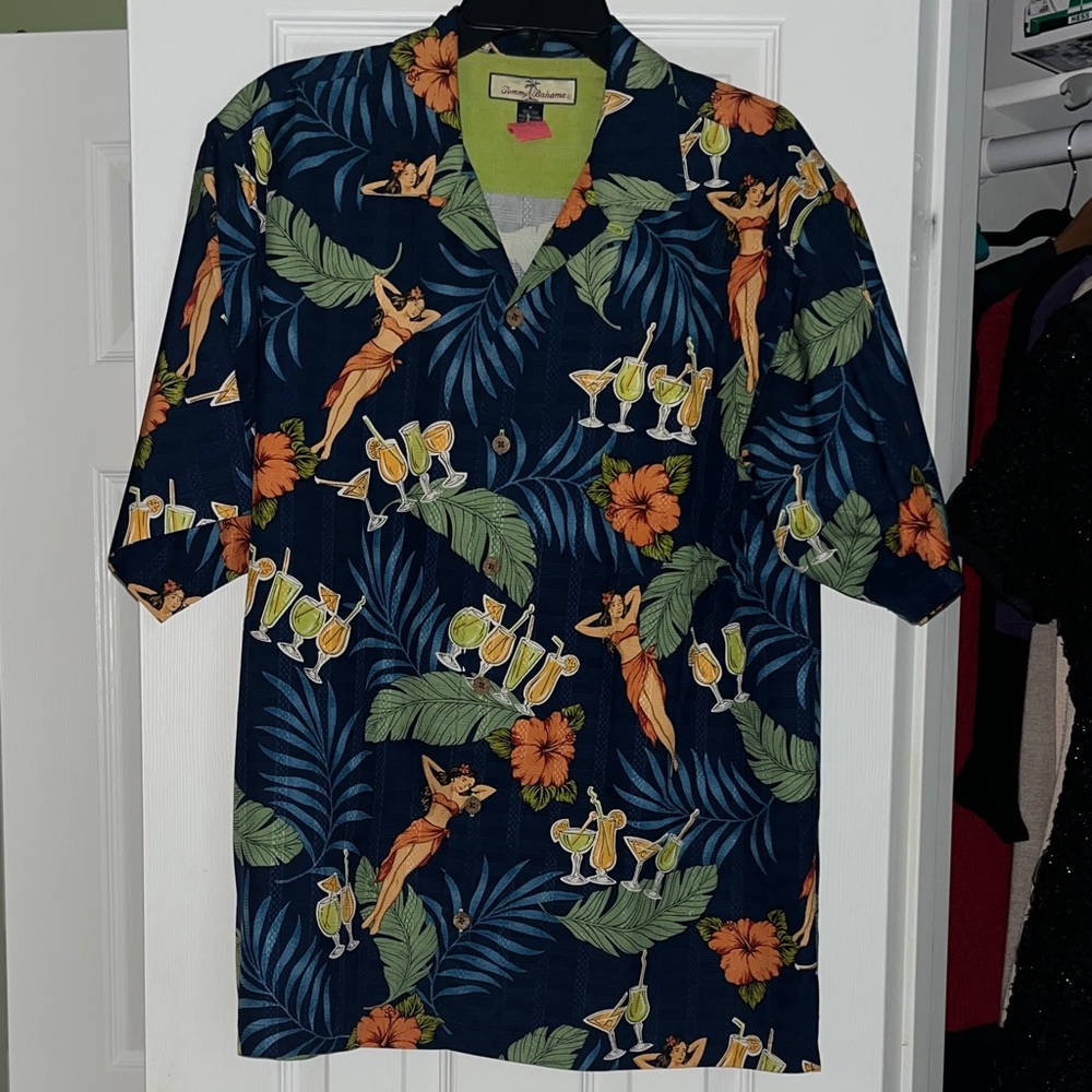 Tommy Bahama Navy Tropical Print Shirt